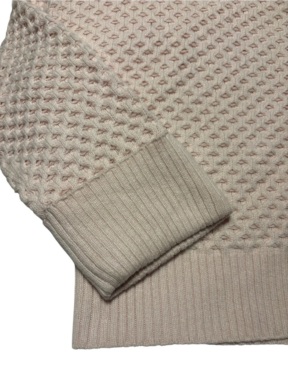 J. Crew Honeycomb Mockneck Sweater in Wool Blend M Pale Pink Casual Everyday